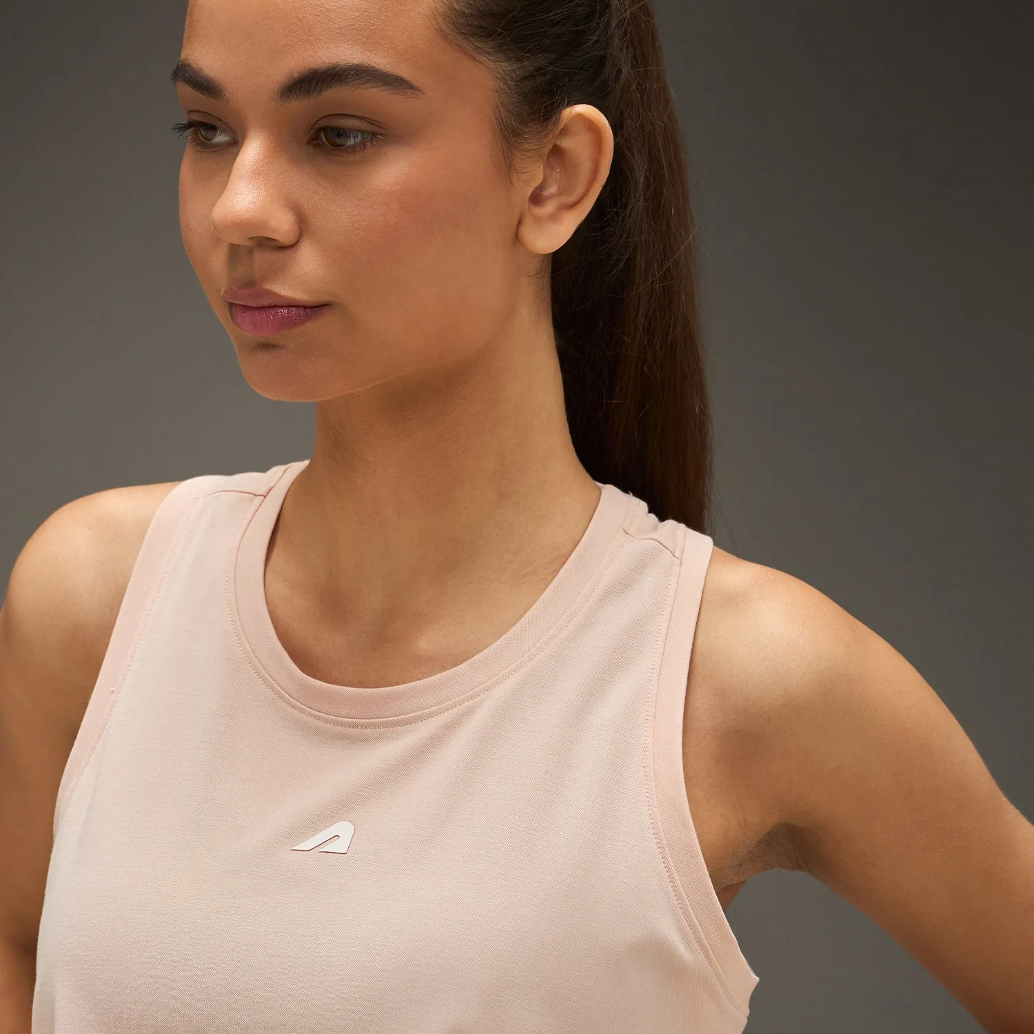 Women Elevated Flared Tank Top Soft Pink Breathable Material continuous operation