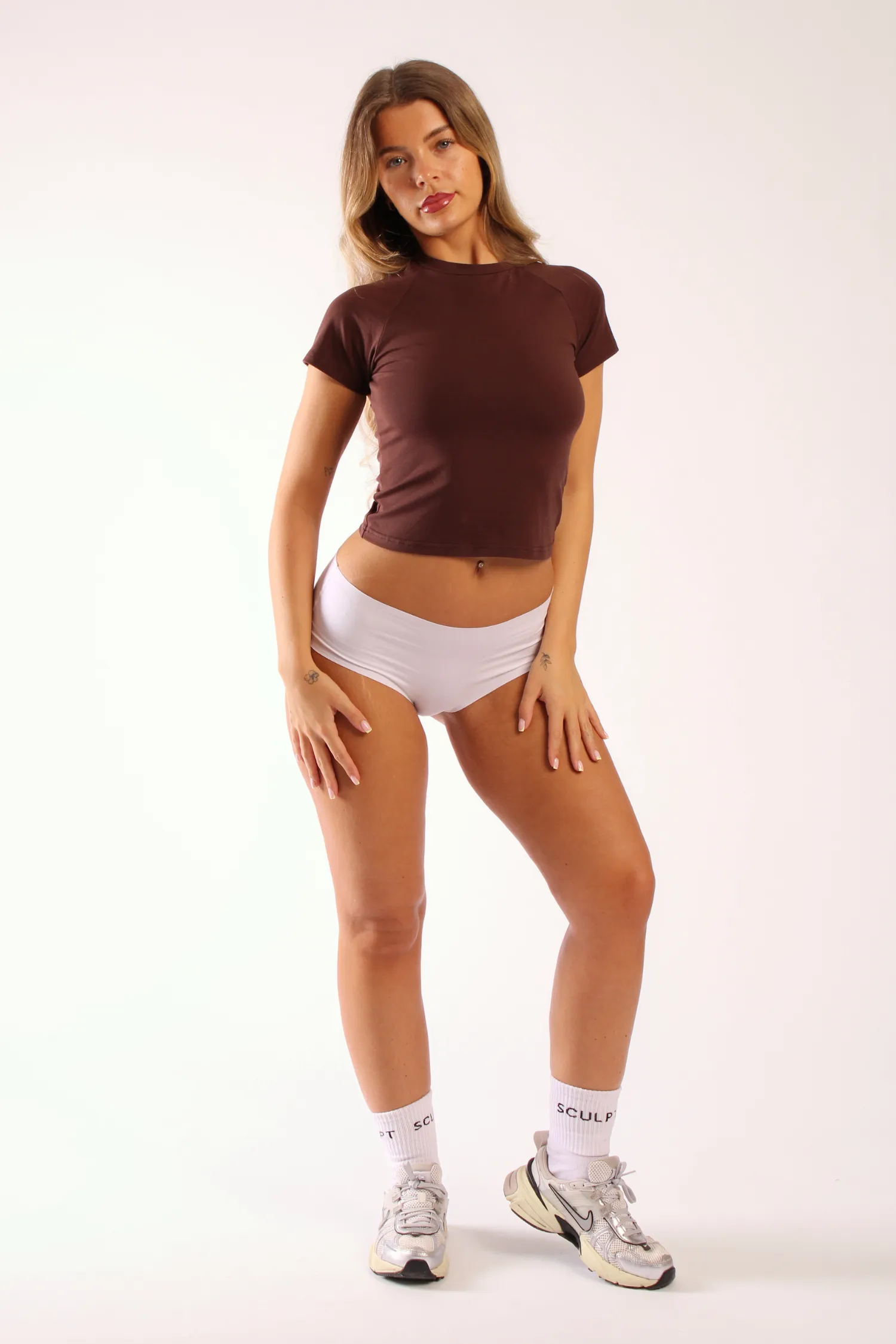 Basic Fitted Short Sleeve Tee Brown Kid Play
