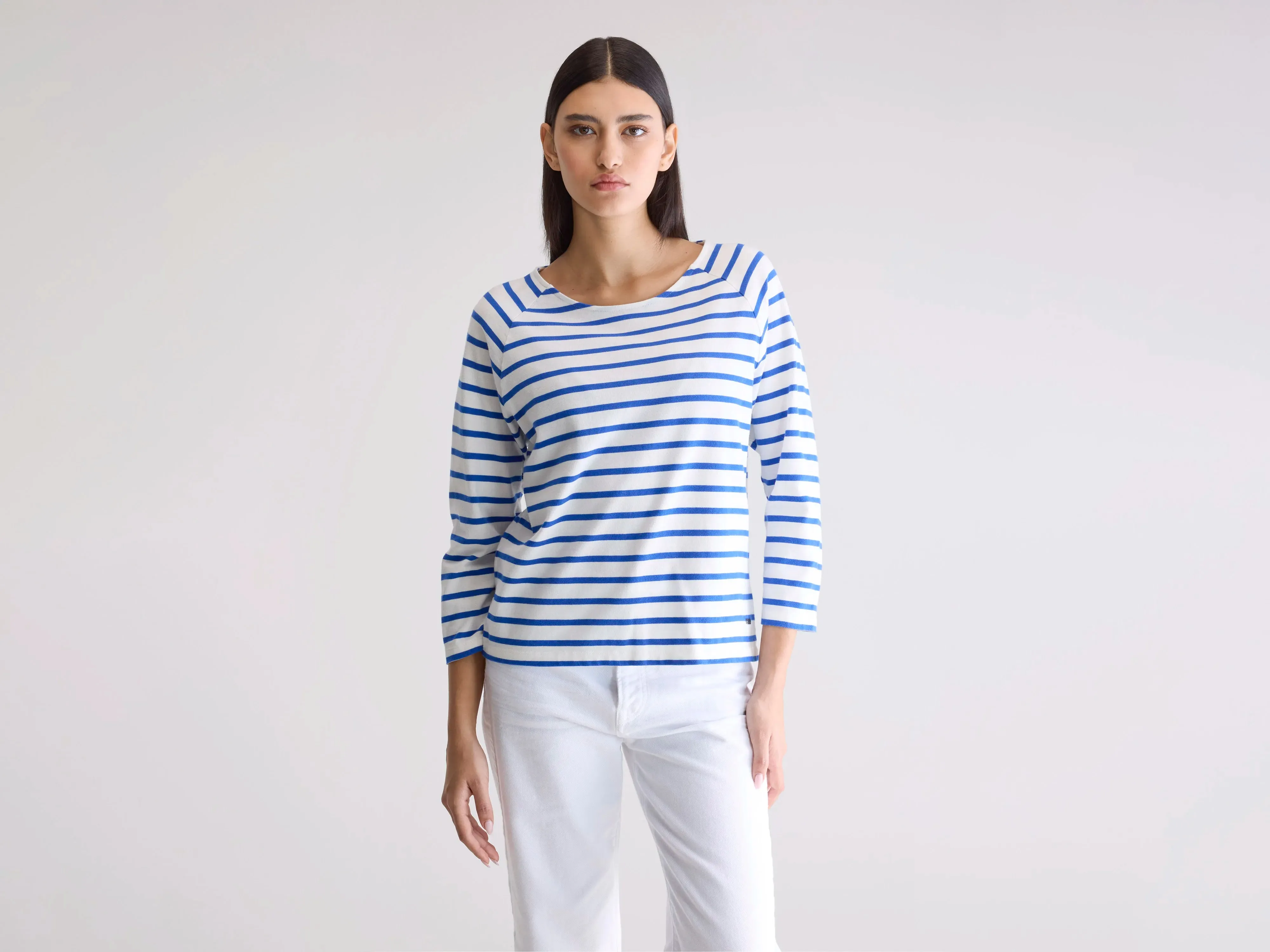 Maow crew-neck t-shirt (252 / W / STRIPE C) Active Comfort