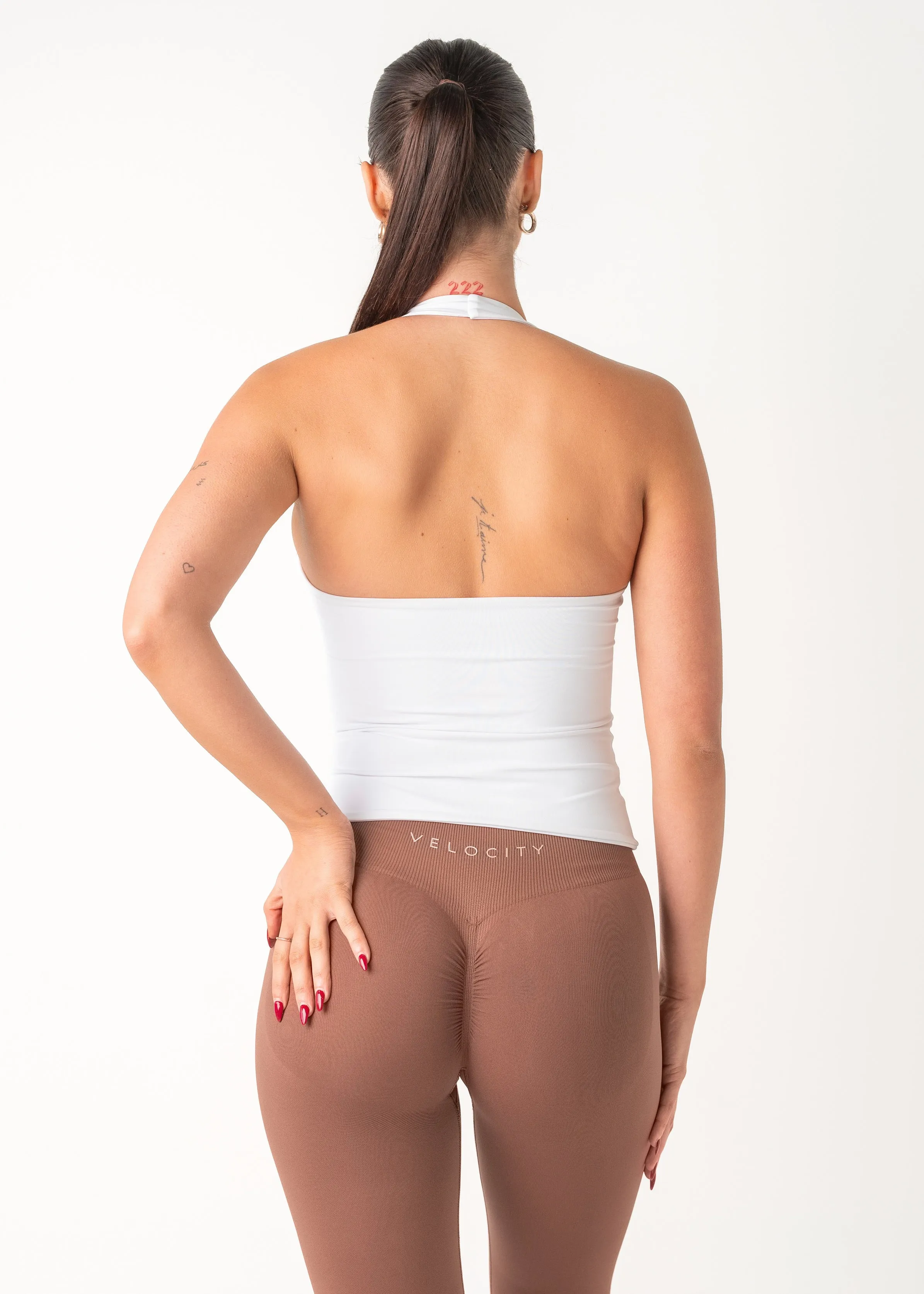 FlatlockStitching Classic Shirt SS HALTER TANK - WHITE