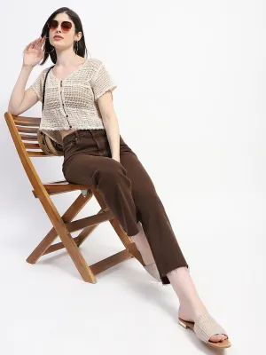 Energy Ease Office Attire Madame Off White Cotton Crochet Top