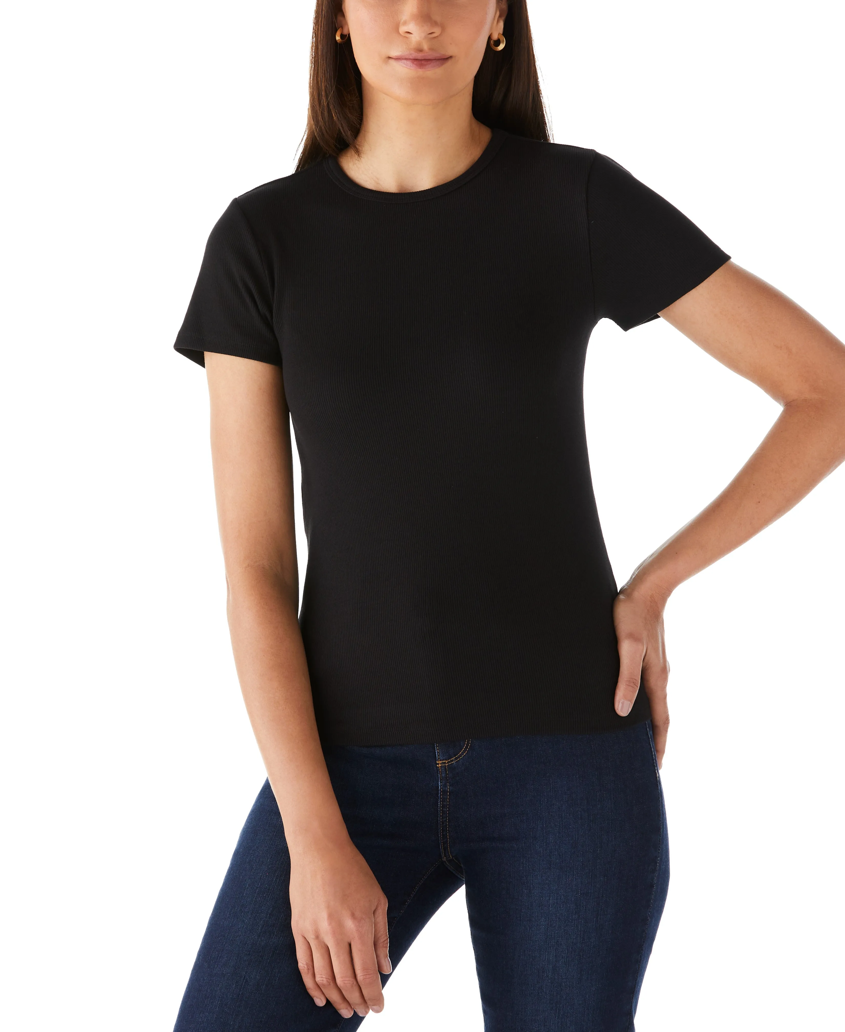 Ribbed Crew Neck Tee Star Fit Dream Feel