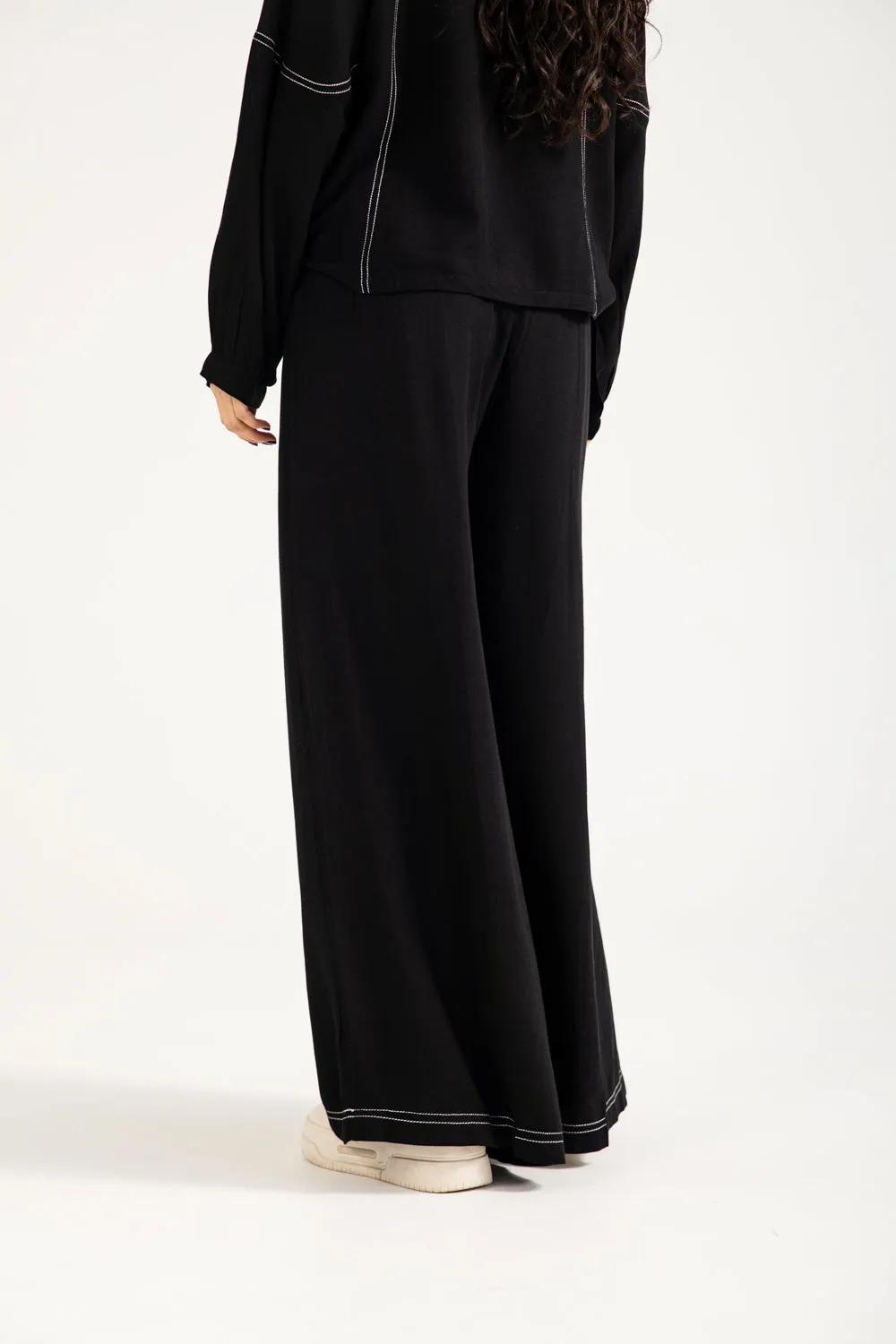 WIDE LEG TROUSER Bold Waistband Pull-on style