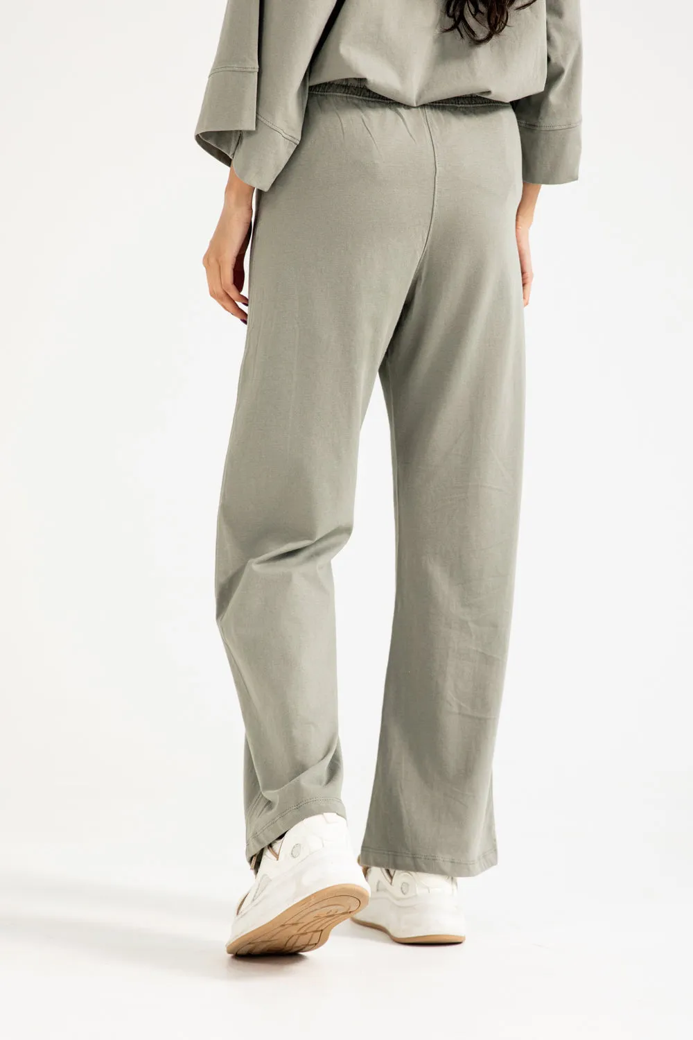 Metallic accents Seamless Waistband WIDE LEG TROUSERS