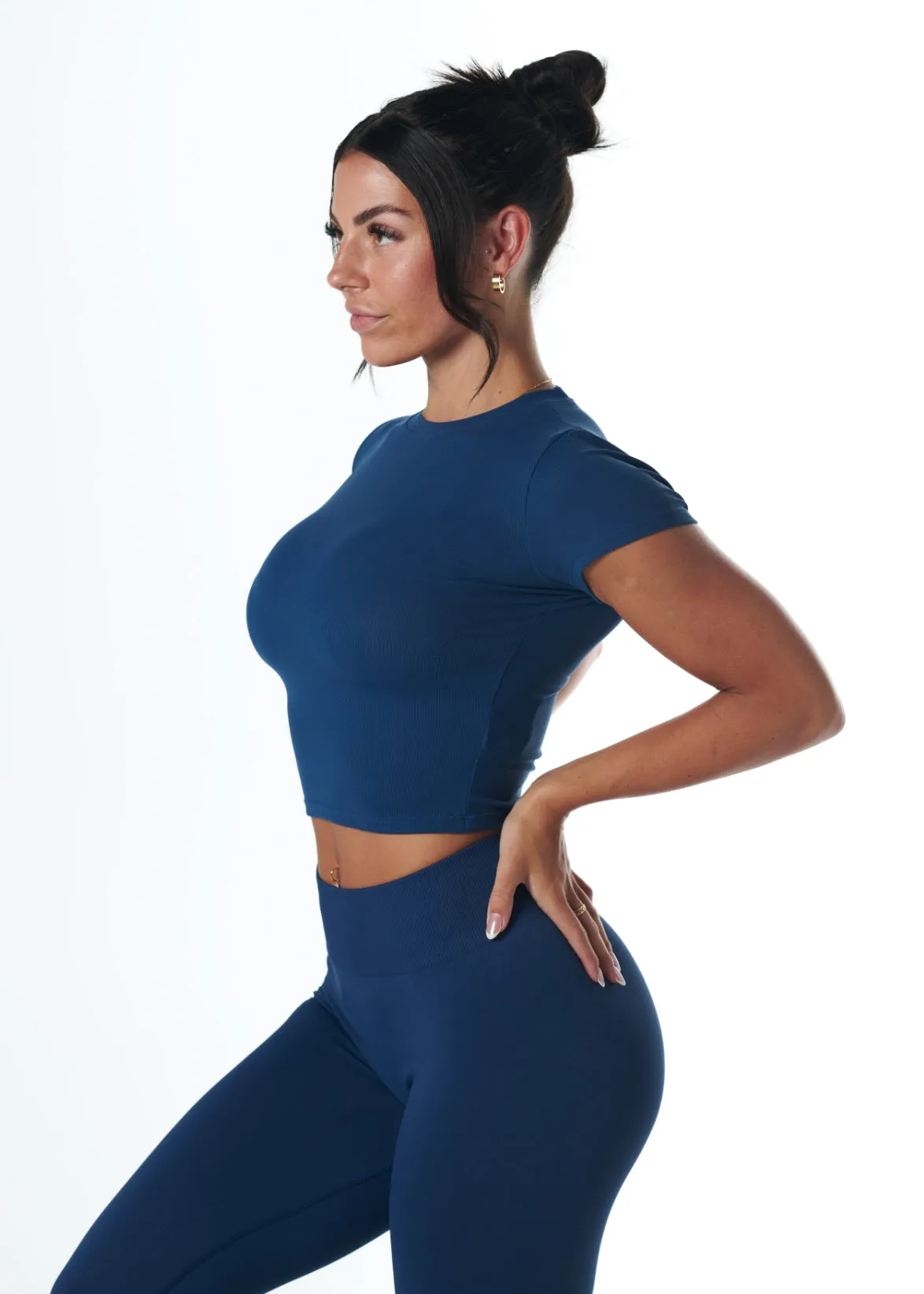Active Apparel Suede Mood RIBBED BASIC TEE - DEEP BLUE
