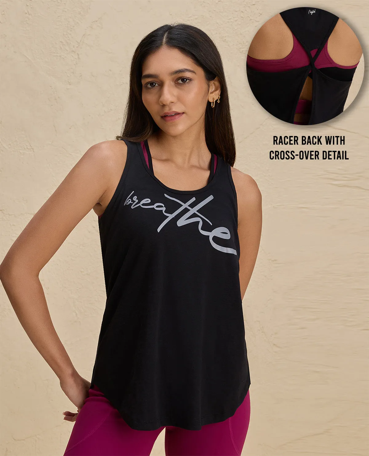 Nykd By Nykaa Summer Essential Cotton Slub Longline Tank -NYAT034-Jet Black explosion proof