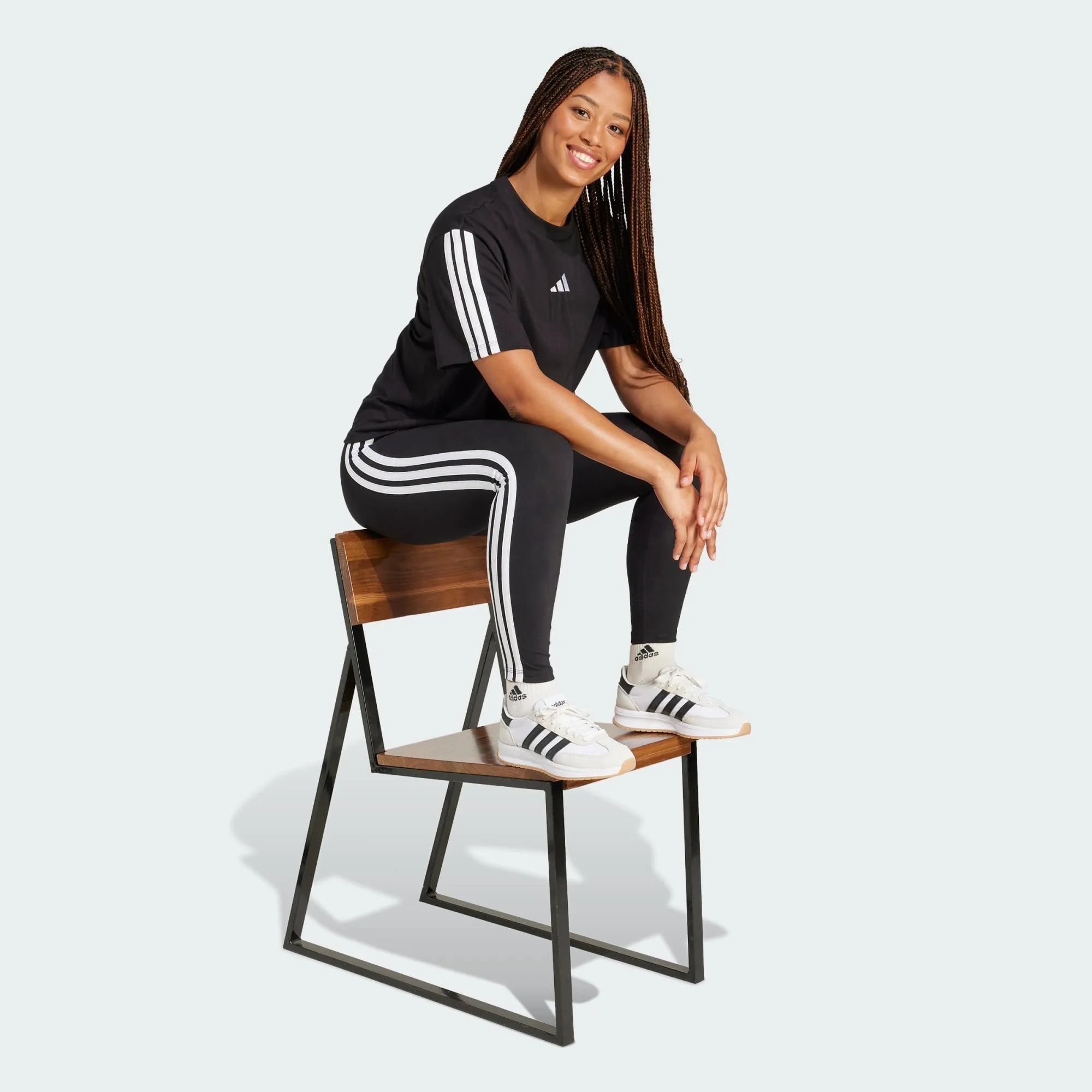 Modern Wear Value for Money Adidas Women's 3-Stripes Boyfriend Black Tee