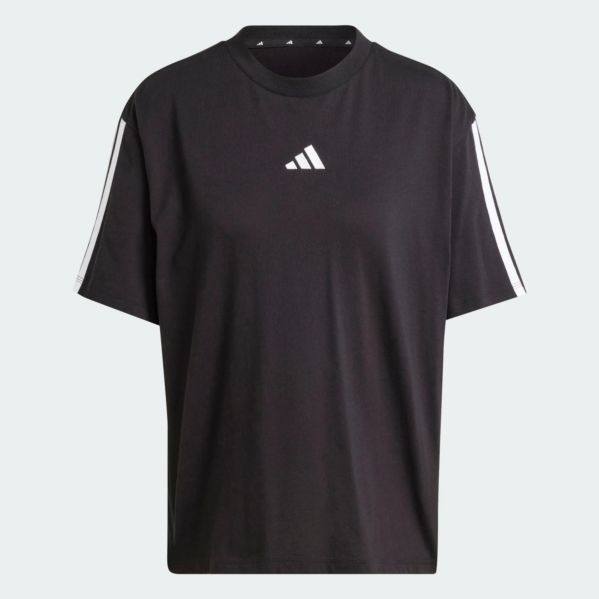 Floral freshness Simple Style Adidas Women's 3-Stripes Boyfriend Black Tee