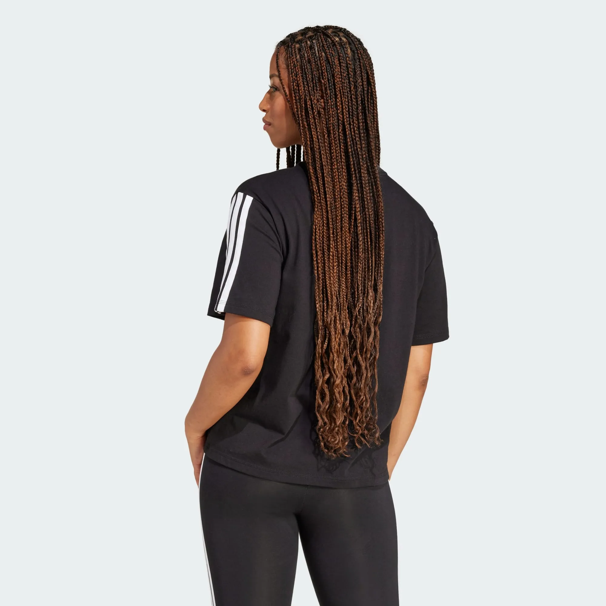 Friction Free Inner Lining Classic timelessness Adidas Women's 3-Stripes Boyfriend Black Tee