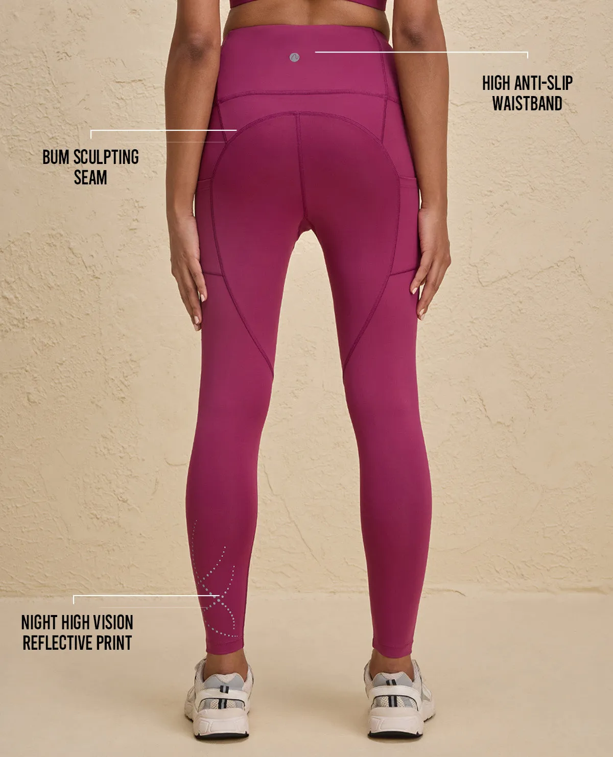 Nykd By Nykaa High Rise Legging with Reflective Print -NYK299-Grape Stretch Comfort Subtle Curve