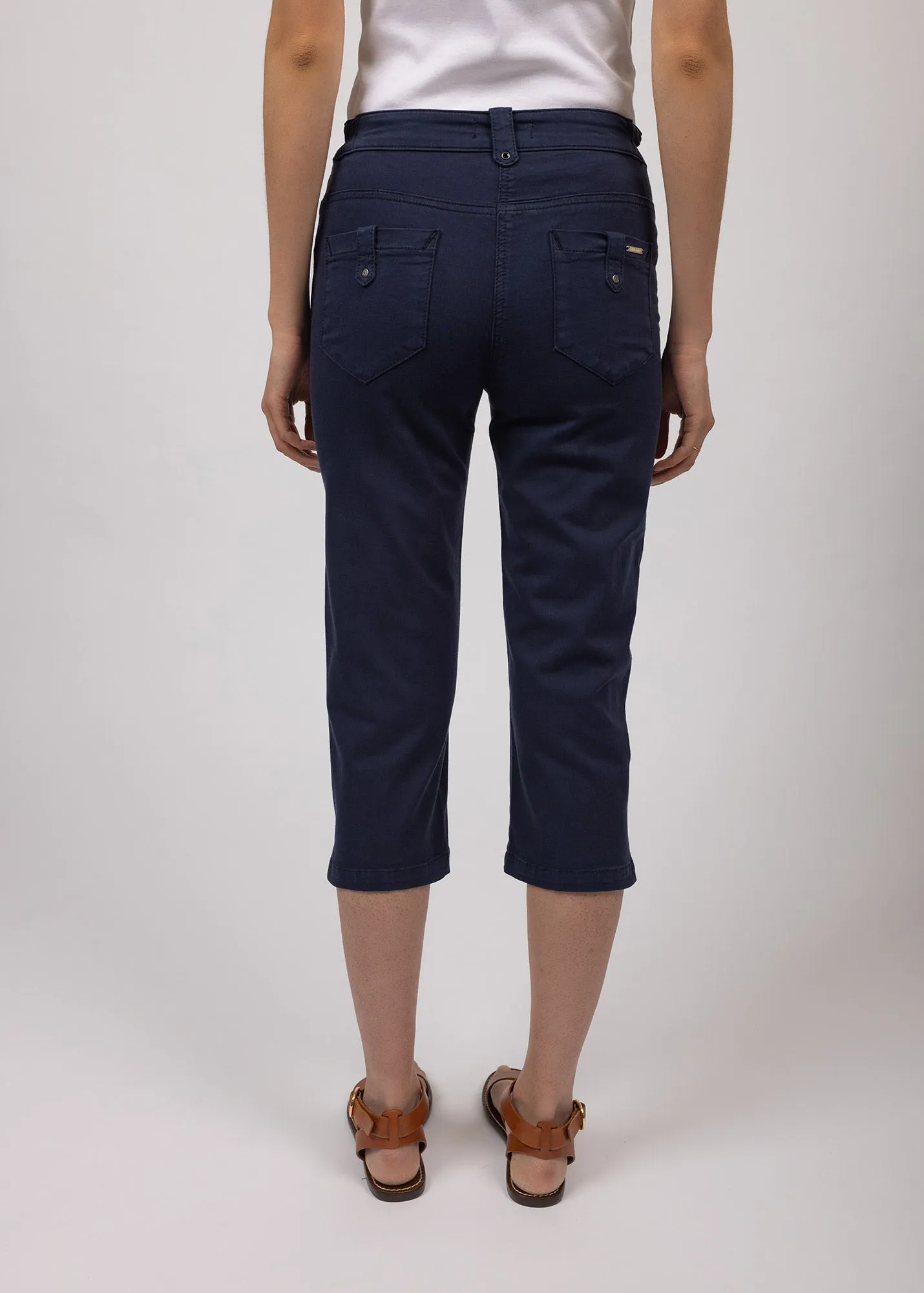 Casual Trend Elodie three quarters pants - in cotton, comfort fit (MARINE)