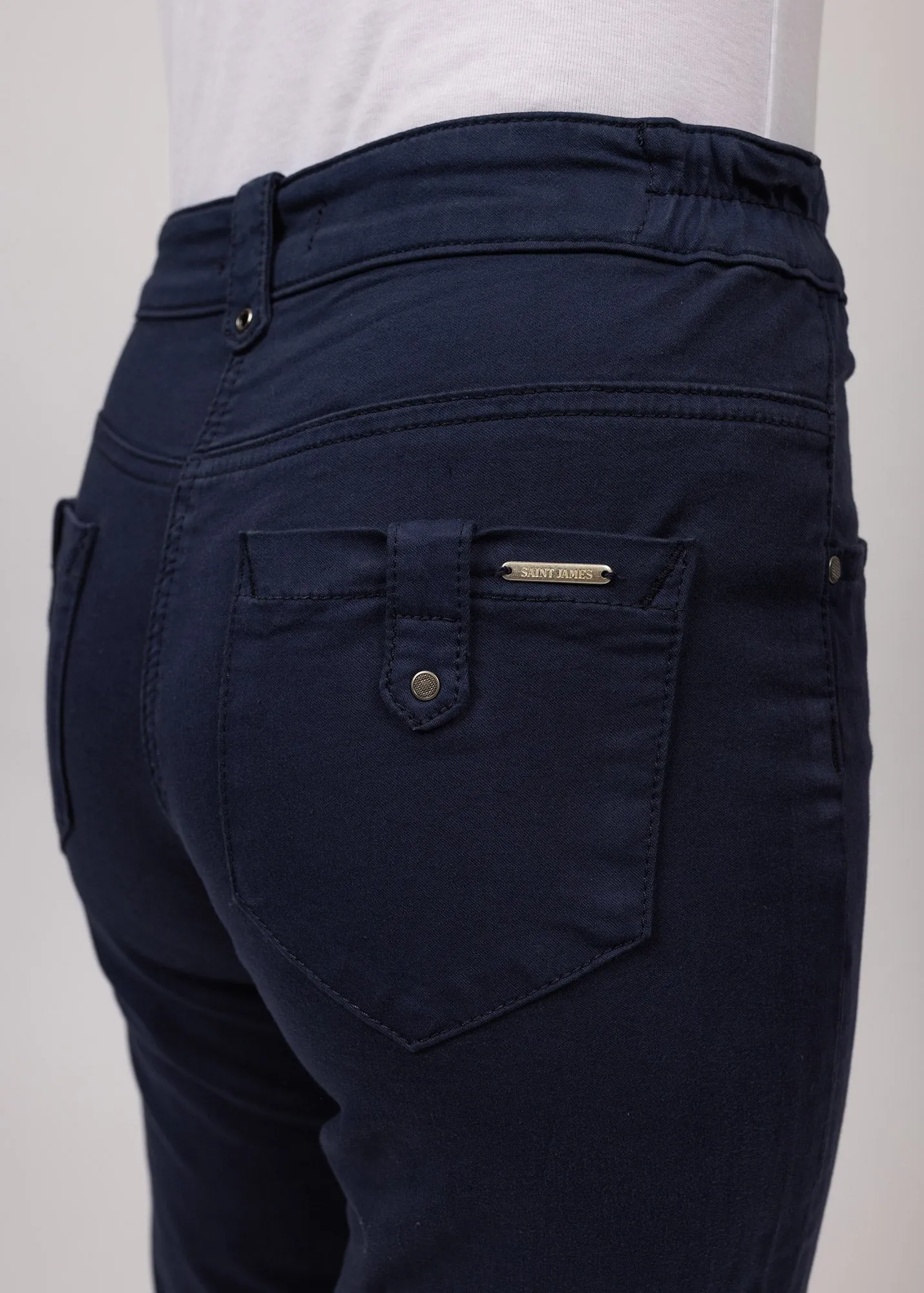 Elodie three quarters pants - in cotton, comfort fit (MARINE) All-Occasion Wear MultiPocket Design