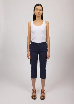 Elodie three quarters pants - in cotton, comfort fit (MARINE) Reinforced Stitching