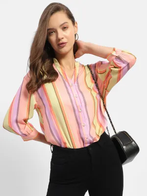Madame Striped Orange Regular Top Roomy Design ReinforcedHems