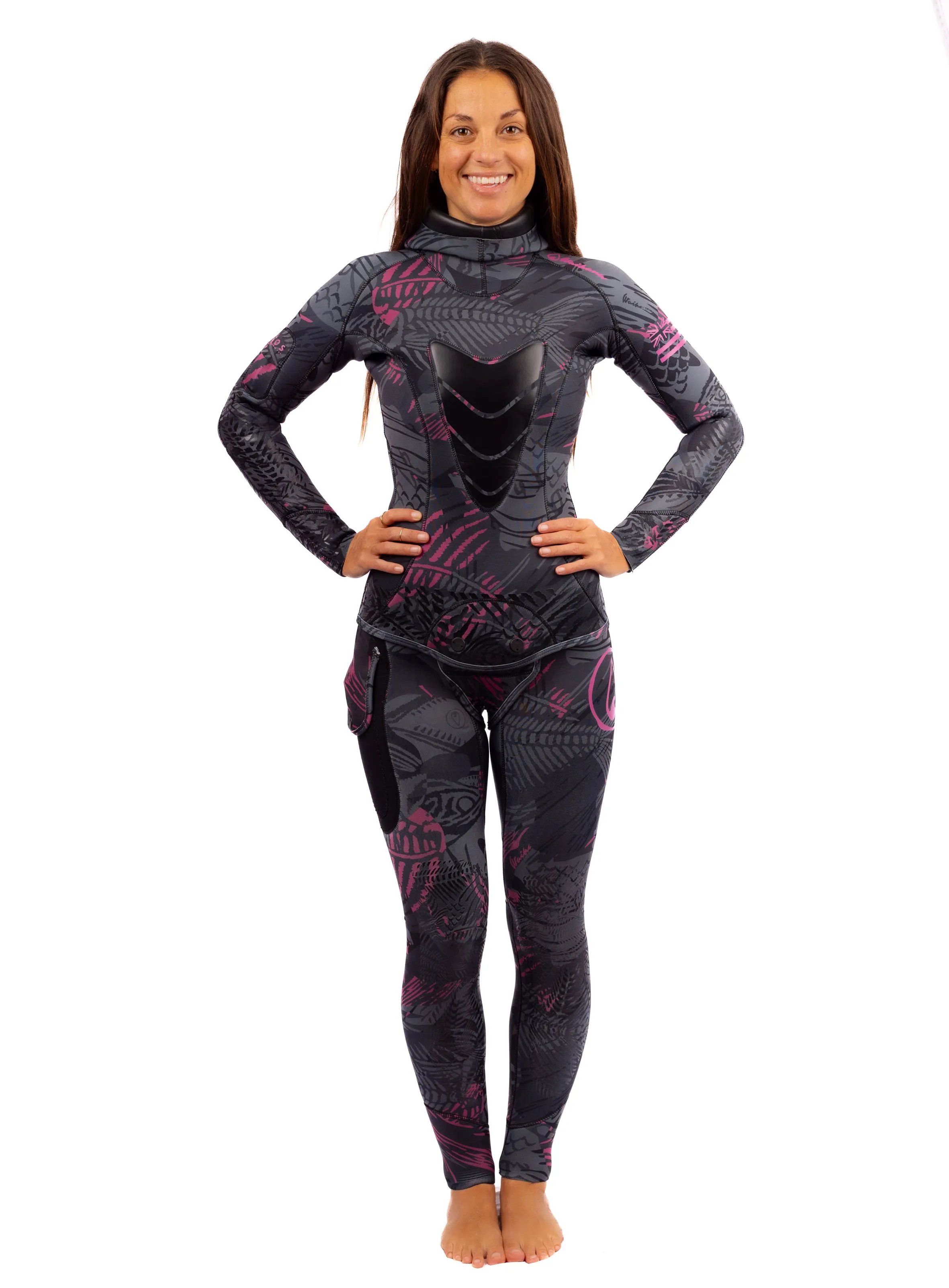 Women??s Pink Fishbone Spearfishing 3.5mm Wetsuit Durable Stitching Anatomical Ergonomic Cut