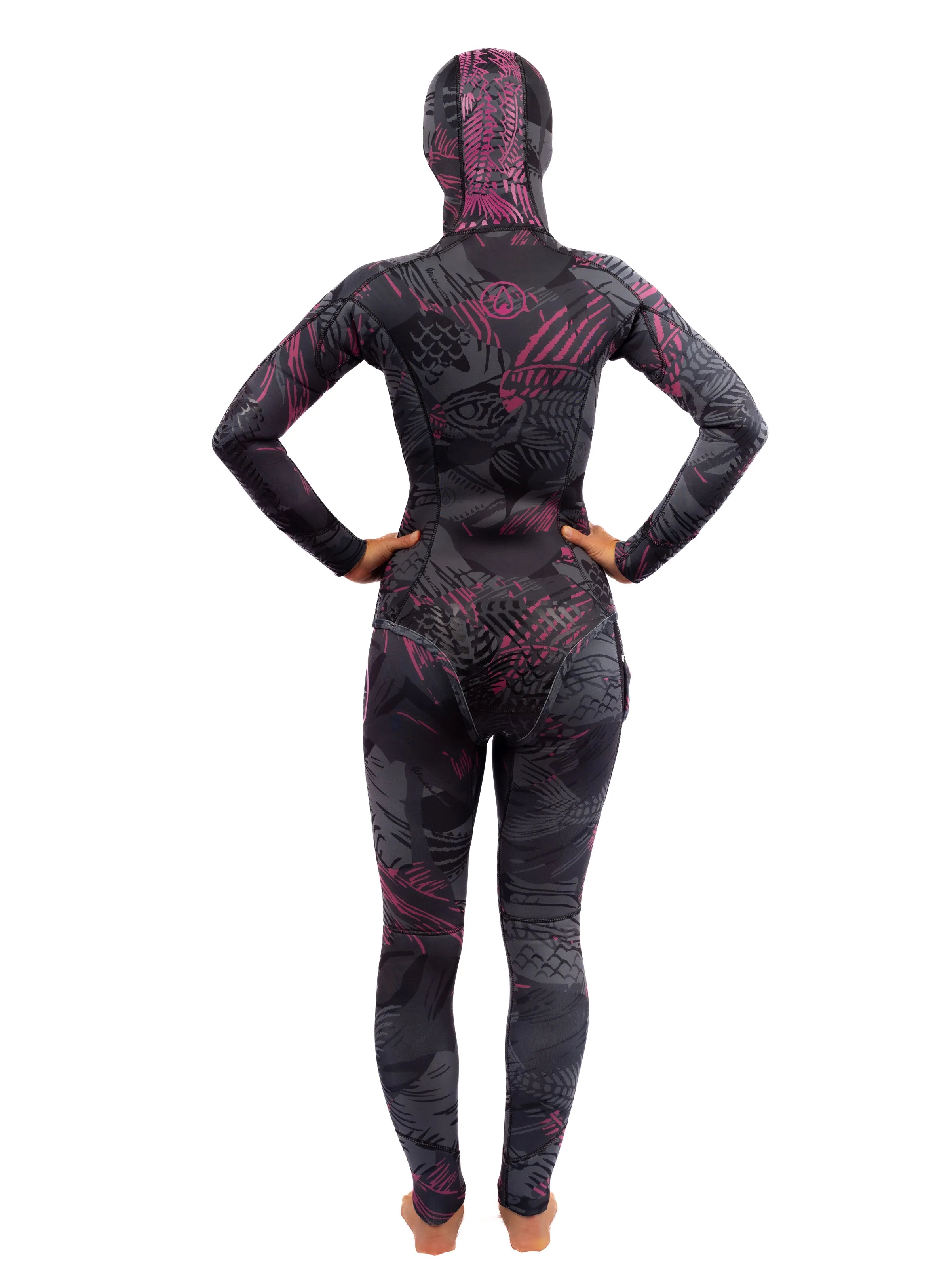 QuickReleaseFastenings Hydrodynamic Profile Women??s Pink Fishbone Spearfishing 3.5mm Wetsuit