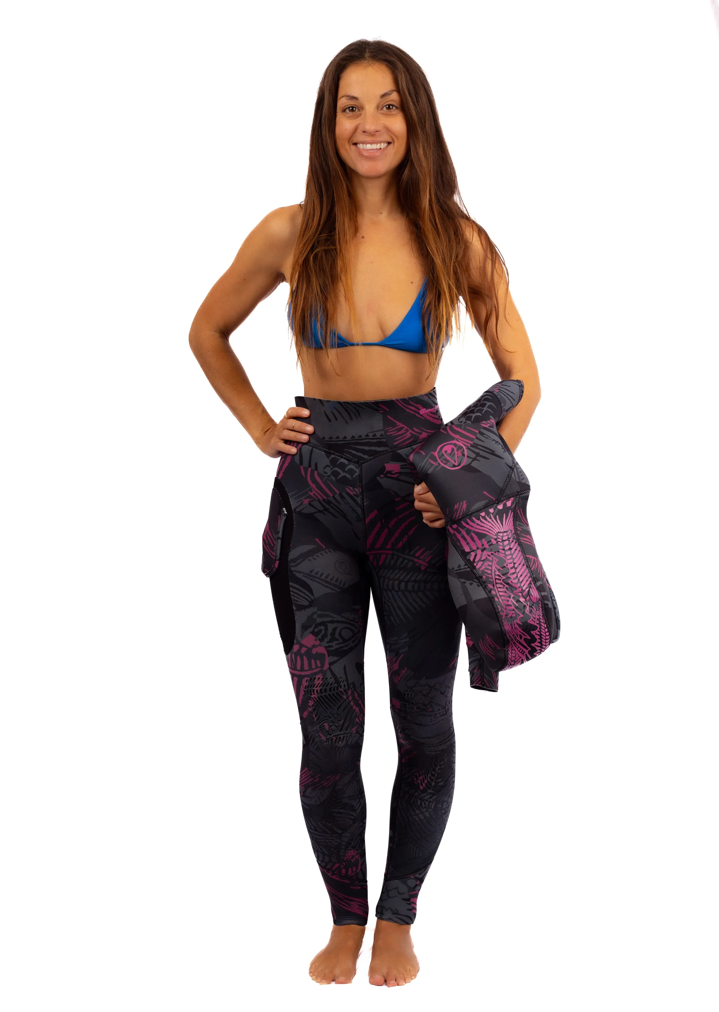 DoubleCurvedSeams Women??s Pink Fishbone Spearfishing 3.5mm Wetsuit