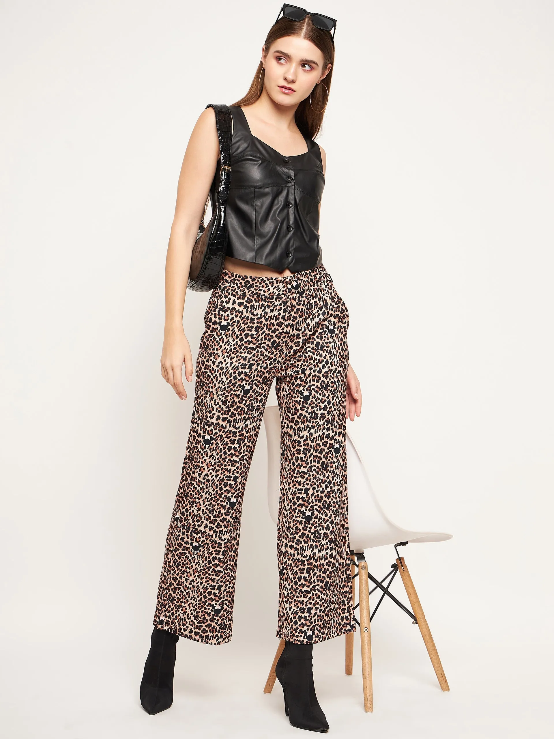 Madame Black Faux-Leather Sweetheart Neck Crop Top Ultraviolet Protection Winter Layer