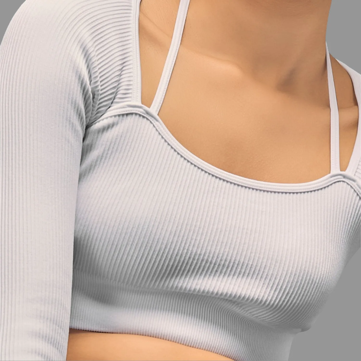 Limitless Snatched ribbed Long sleeve top- White MinimalistStyle ShrinkageFree Fabric