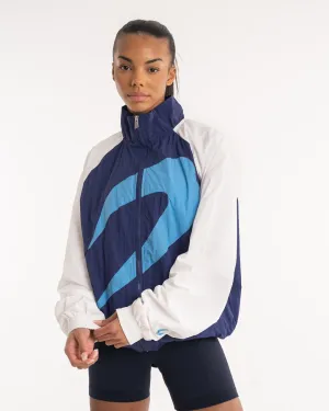 Walker Track Jacket - White/Navy WrinkleFreeFabric