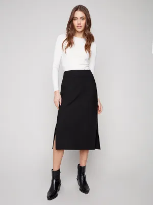 Gutsy Crepe Skirt With Patch Pockets - Black lace accents party look