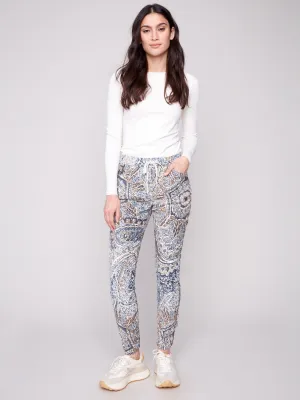 Printed Crinkle Suede Jogger Pants - Bohemian Daywear Fashionable Comfort