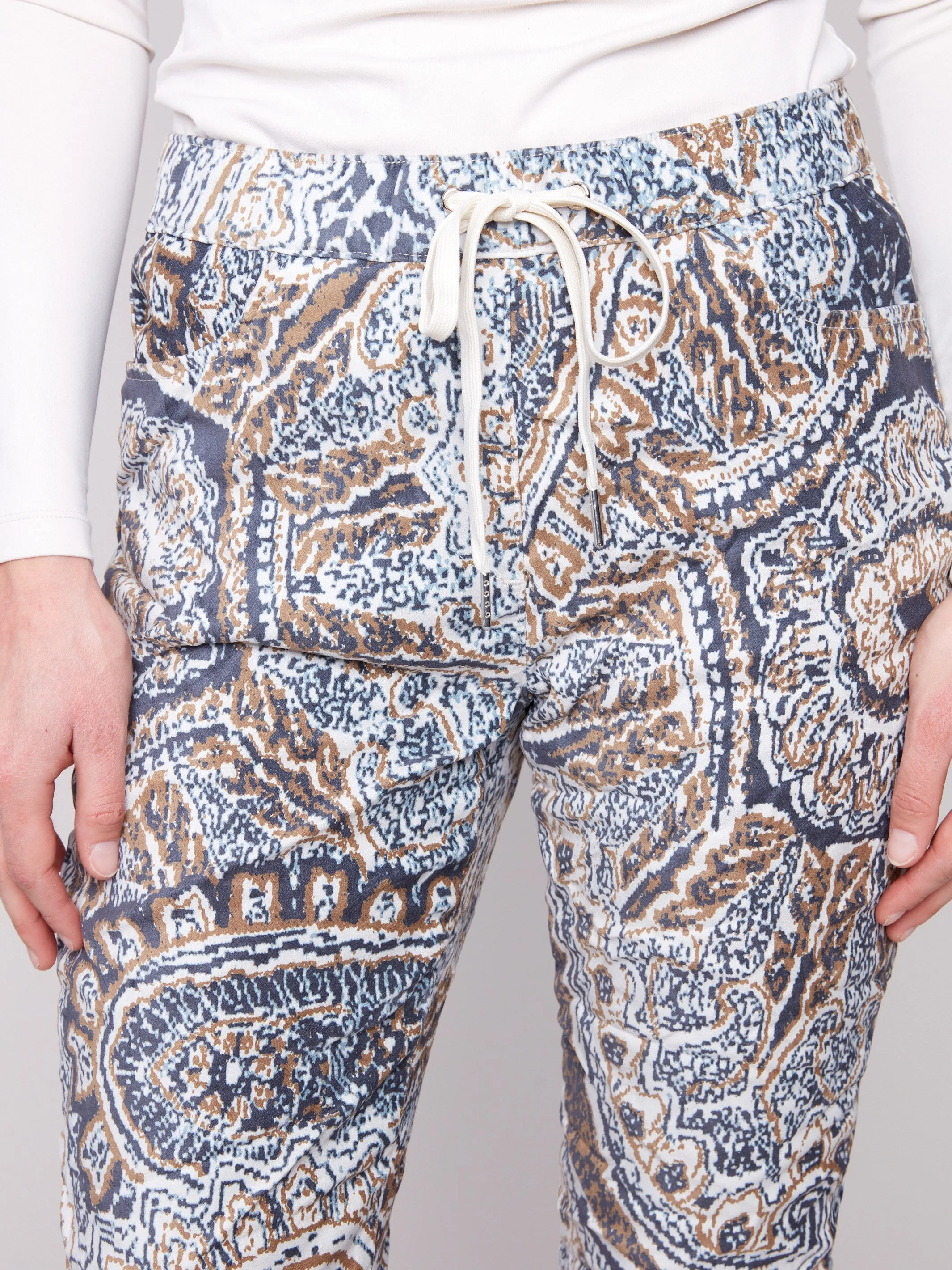 Printed Crinkle Suede Jogger Pants - Bohemian UltraSoftLining Outdoor Wear