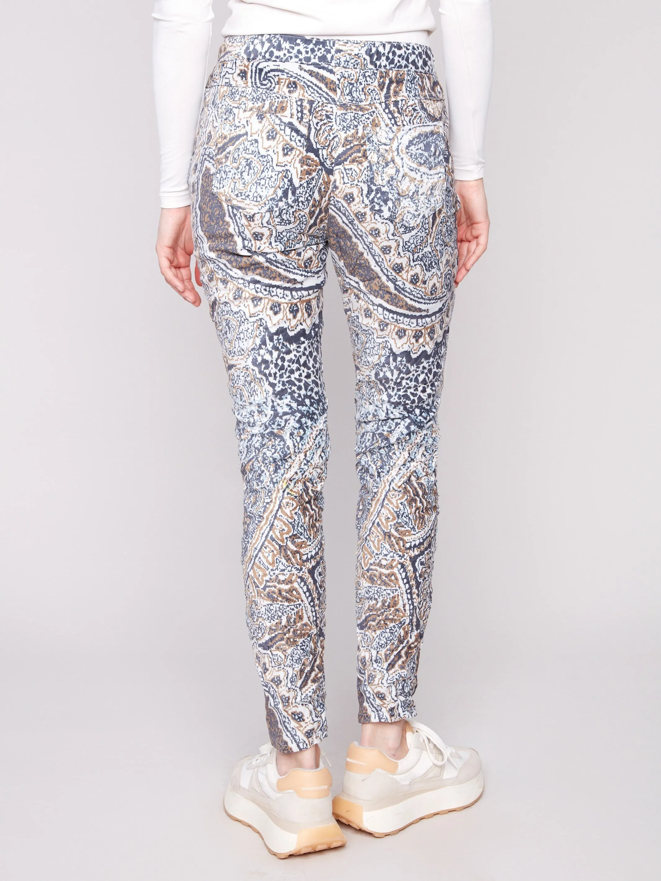 Durable Hemming UVProtection Printed Crinkle Suede Jogger Pants - Bohemian
