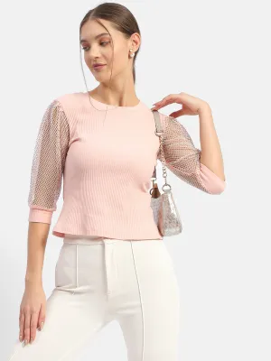 Madame Knit Sleeve Pink Regular Top Cool Frame