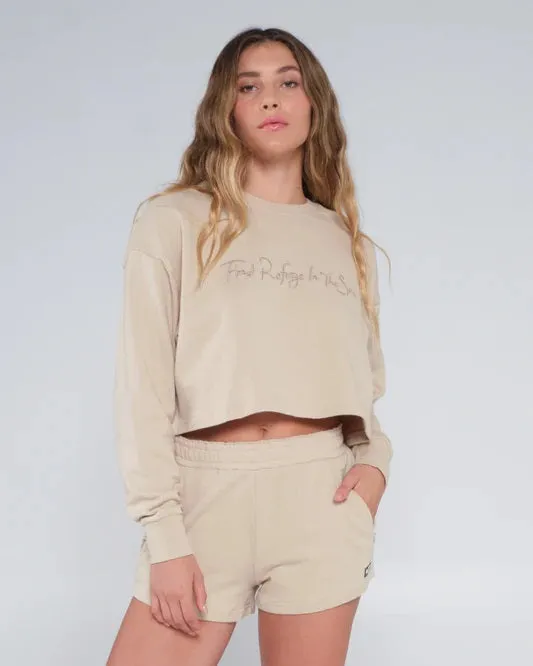 Beach Day Crew Short - Stone Waterproof Feature