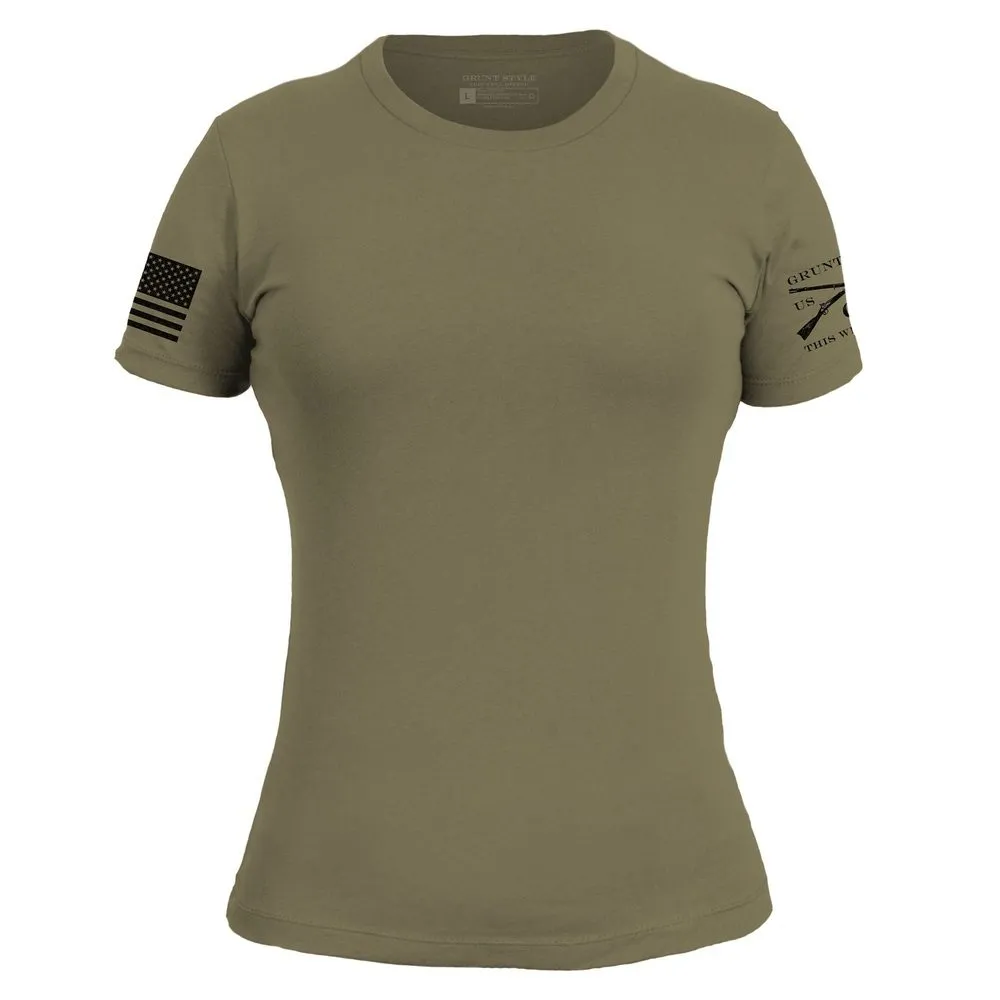Simple Comfort Look Basic T-Shirt Women's Slim Fit - Military Green