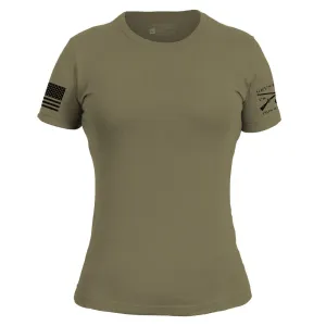 Weekend Style Trend High Durability Weave Basic T-Shirt Women's Slim Fit - Military Green