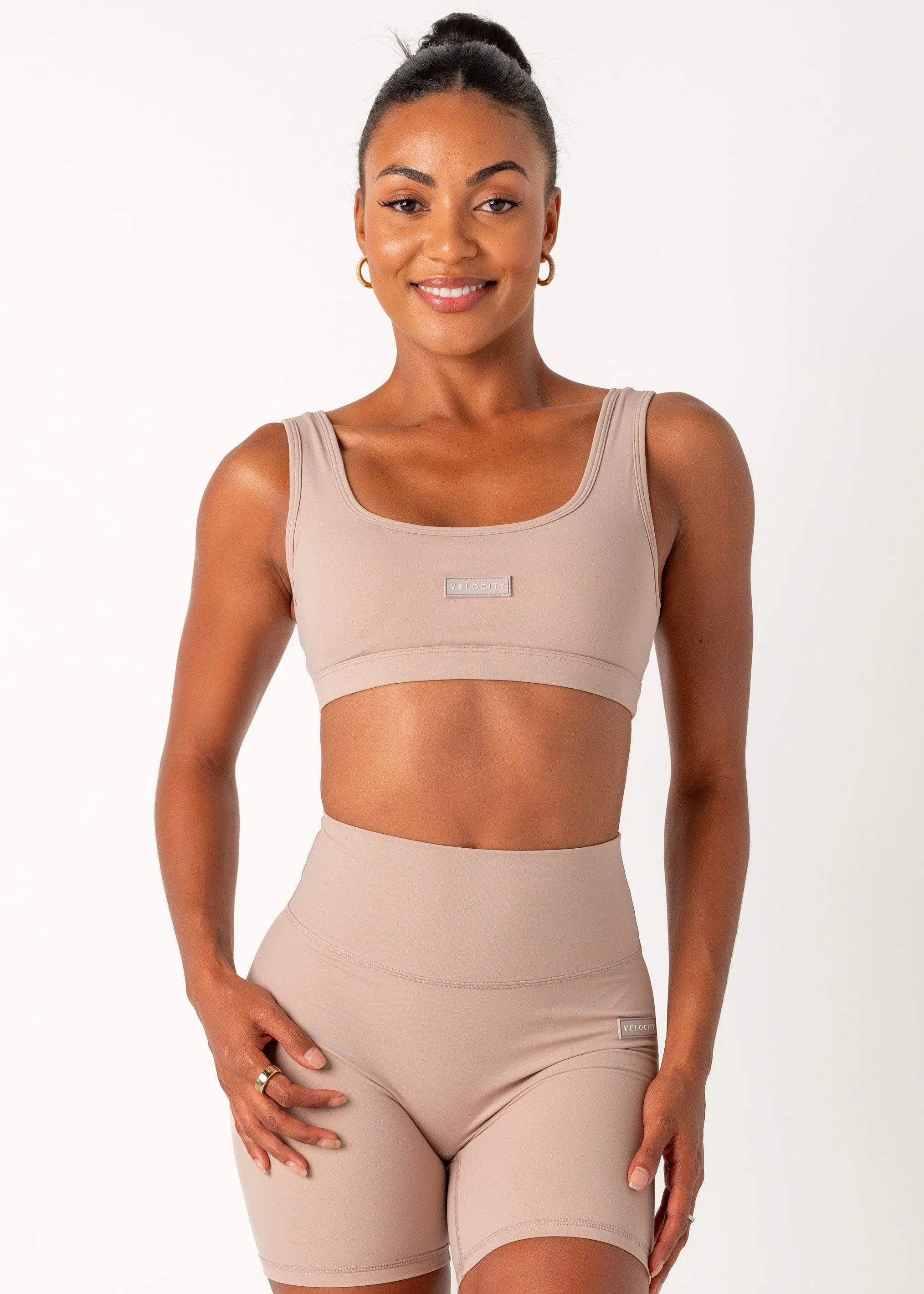 SS BASIC CROP - BEIGE Ankle Support Seamless Feel