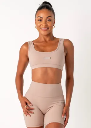 SS BASIC CROP - BEIGE Drawstring closure seams