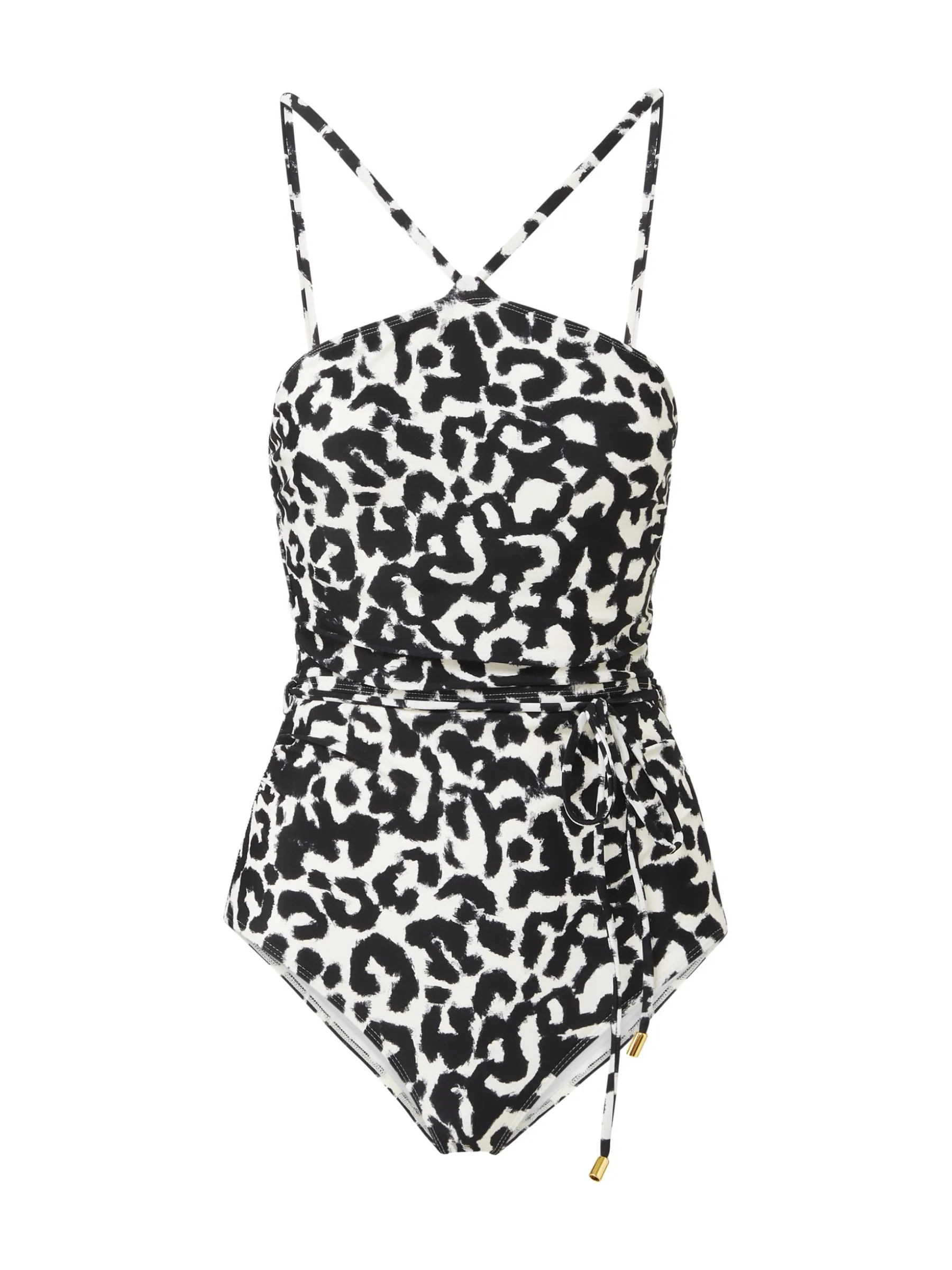 Floral-Motif Two Tone Coloration Daphne One Piece Mia Leopard