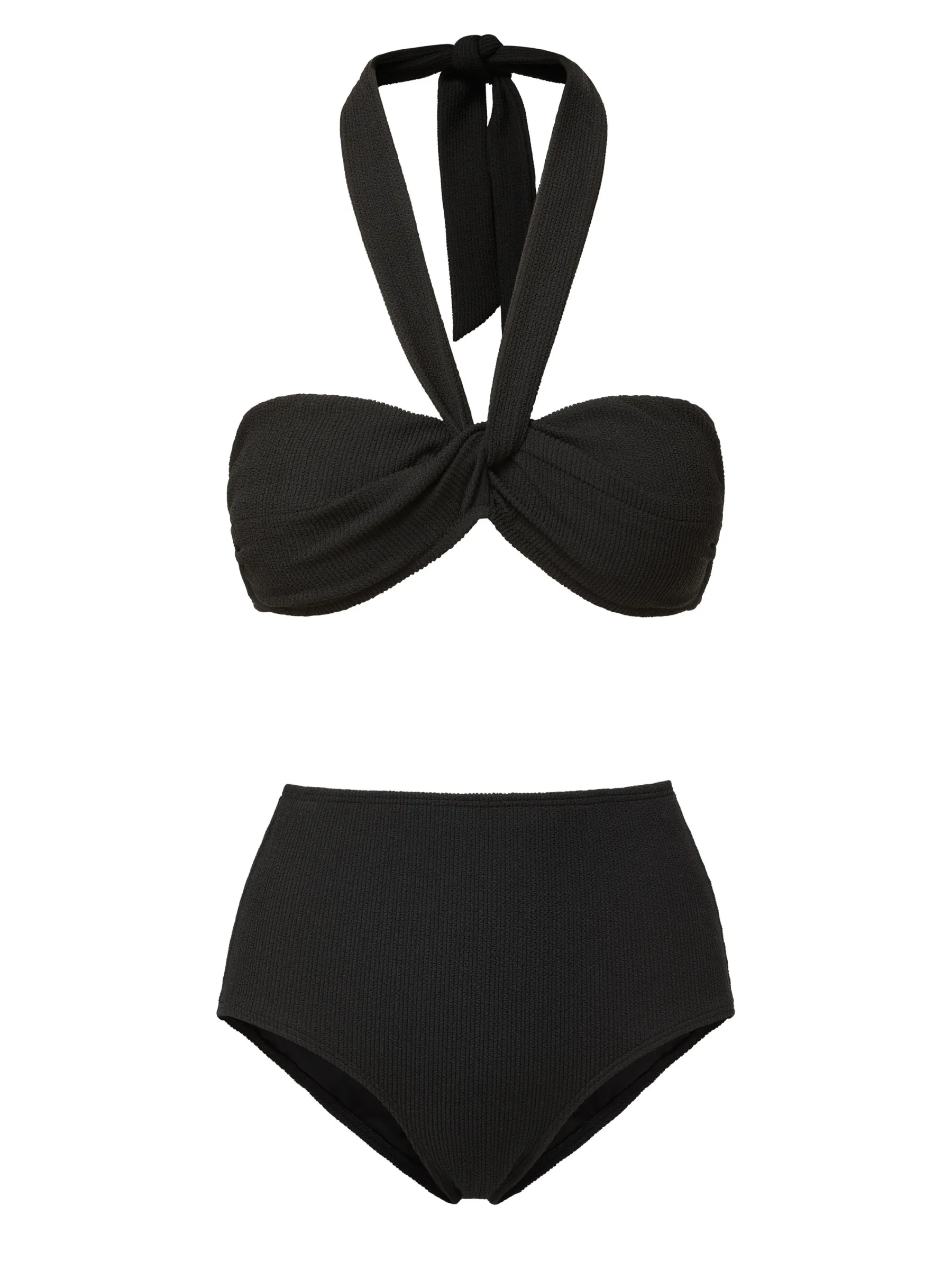 Convertible Strap System Loryn Top   Classic High Waist Bottom in Black Texture
