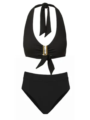 Comfort Fit Lining Melissa Top   Hi Waist Hi Leg Bottom in Black Texture
