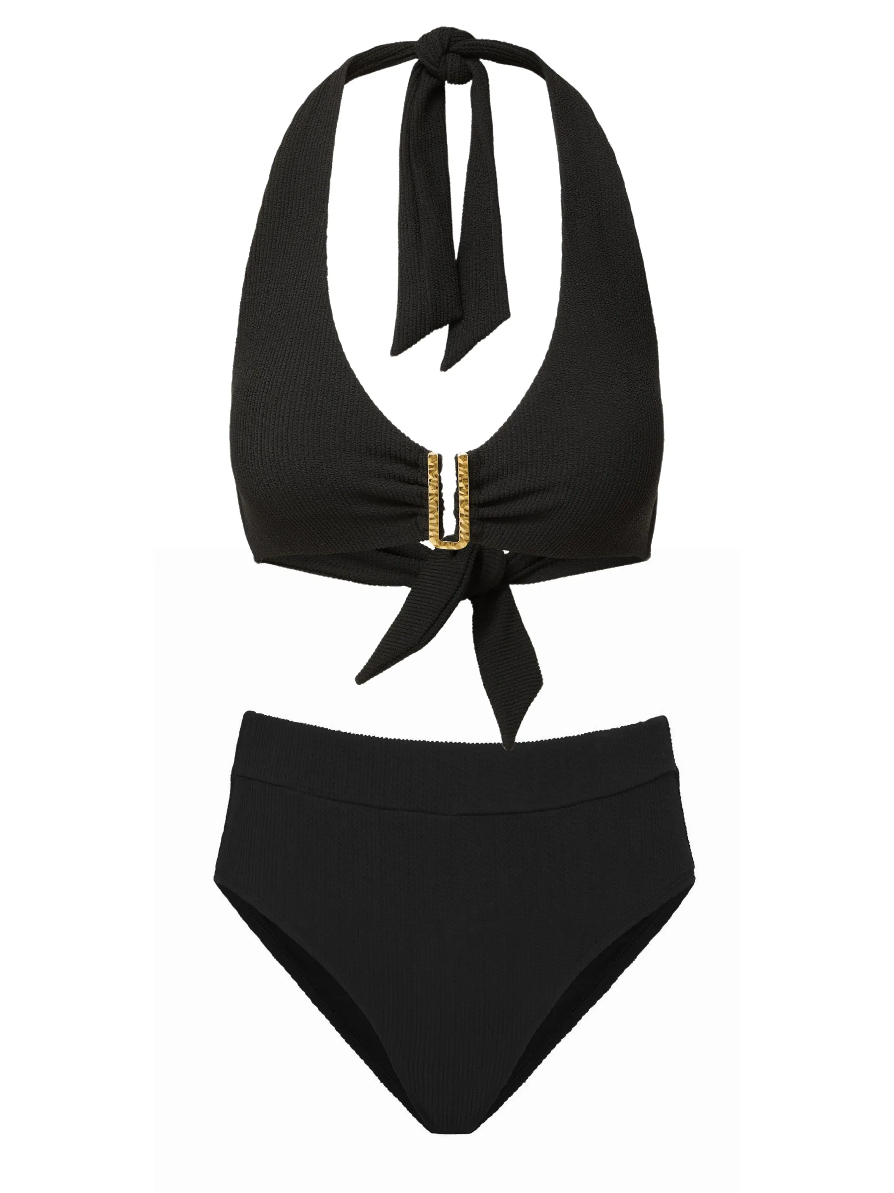 Comfort Fit Lining Melissa Top   Hi Waist Hi Leg Bottom in Black Texture