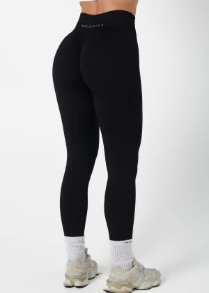 Durable Comfort SIGNATURE SCRUNCH LEGGINGS HIGH RISE - LIQUORICE