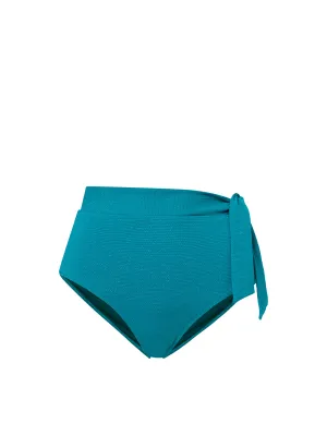 High Compression Support Non Restrictive Fit Side Tie High Waist Bottom In Jungle Green Metallic Pique