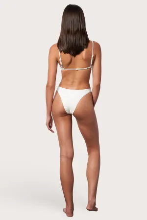 High Hip Bikini Bottom - Meringue Wave Quick Recovery Fabric Double Layered Cups
