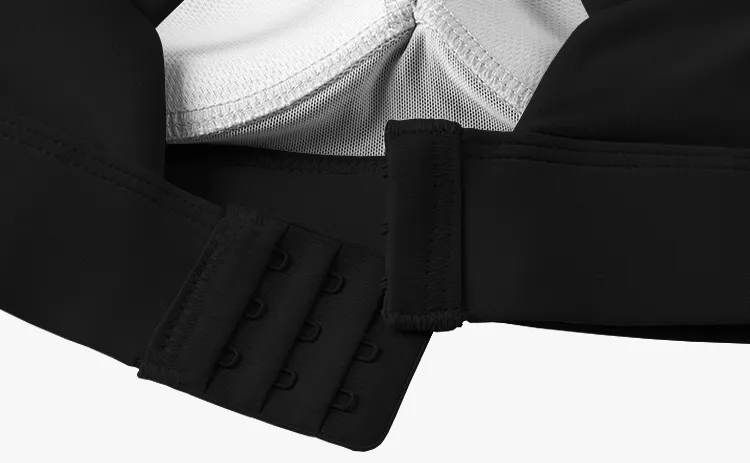 No Bounce Sports Bra ?C Adjustable Back Crop Top ?C Black ?C High Support Training Bra Relaxed fit seams