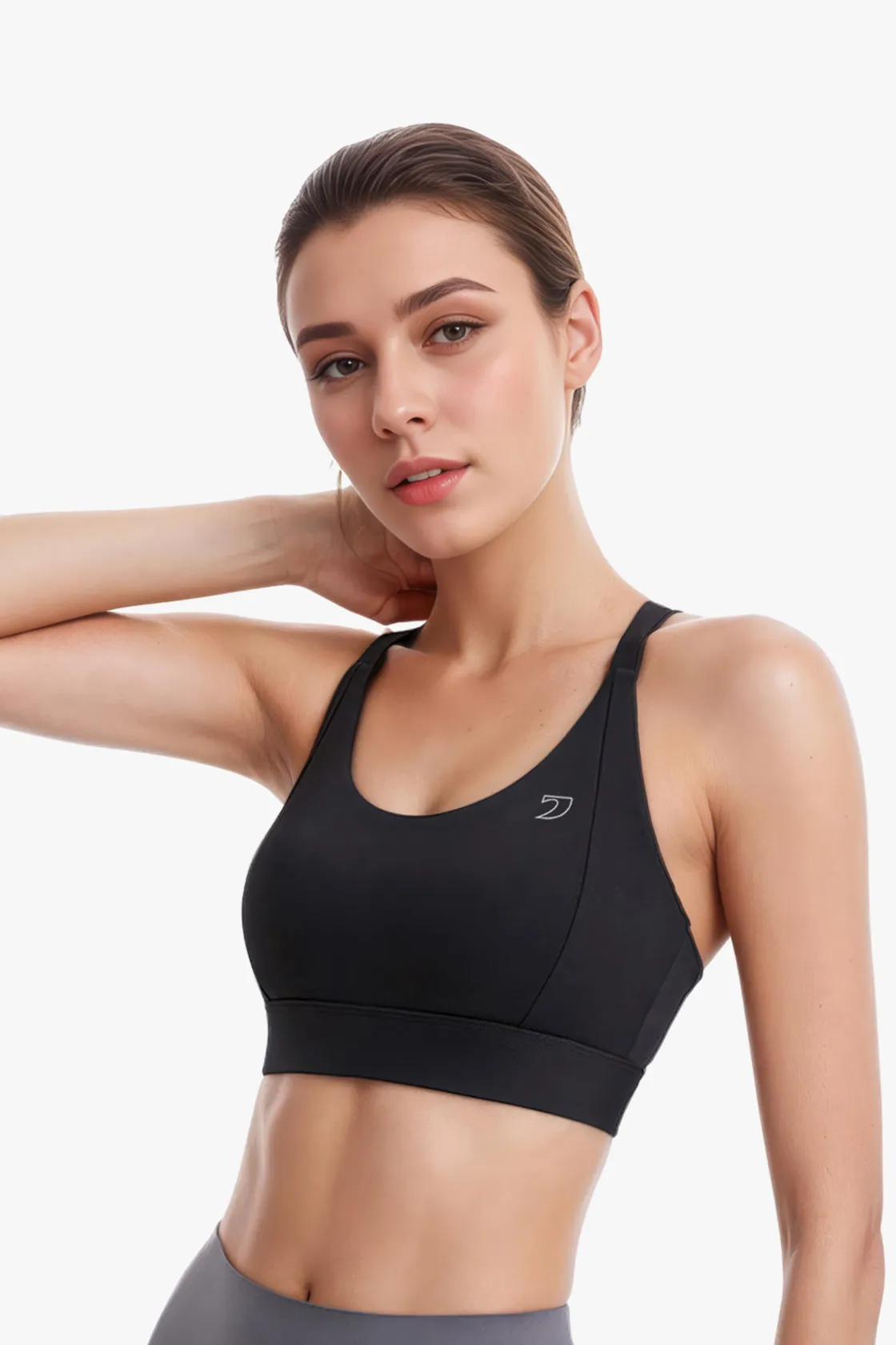 Versatile Design Pilates studio clients No Bounce Sports Bra ?C Adjustable Back Crop Top ?C Black ?C High Support Training Bra