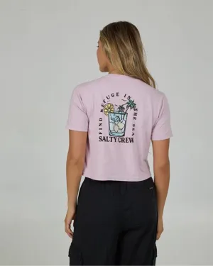 VintageWashEffect Ocean Spray Crop Tee - Pale Orchid