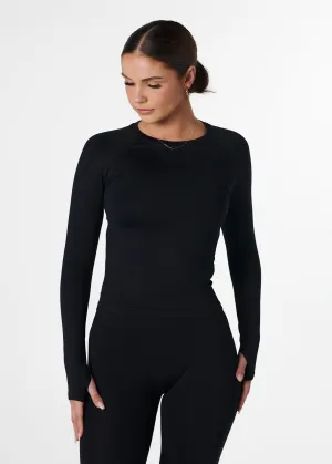 SILHOUETTE FITTED LONG SLEEVE - BLACK Surf Mood Wind Ease