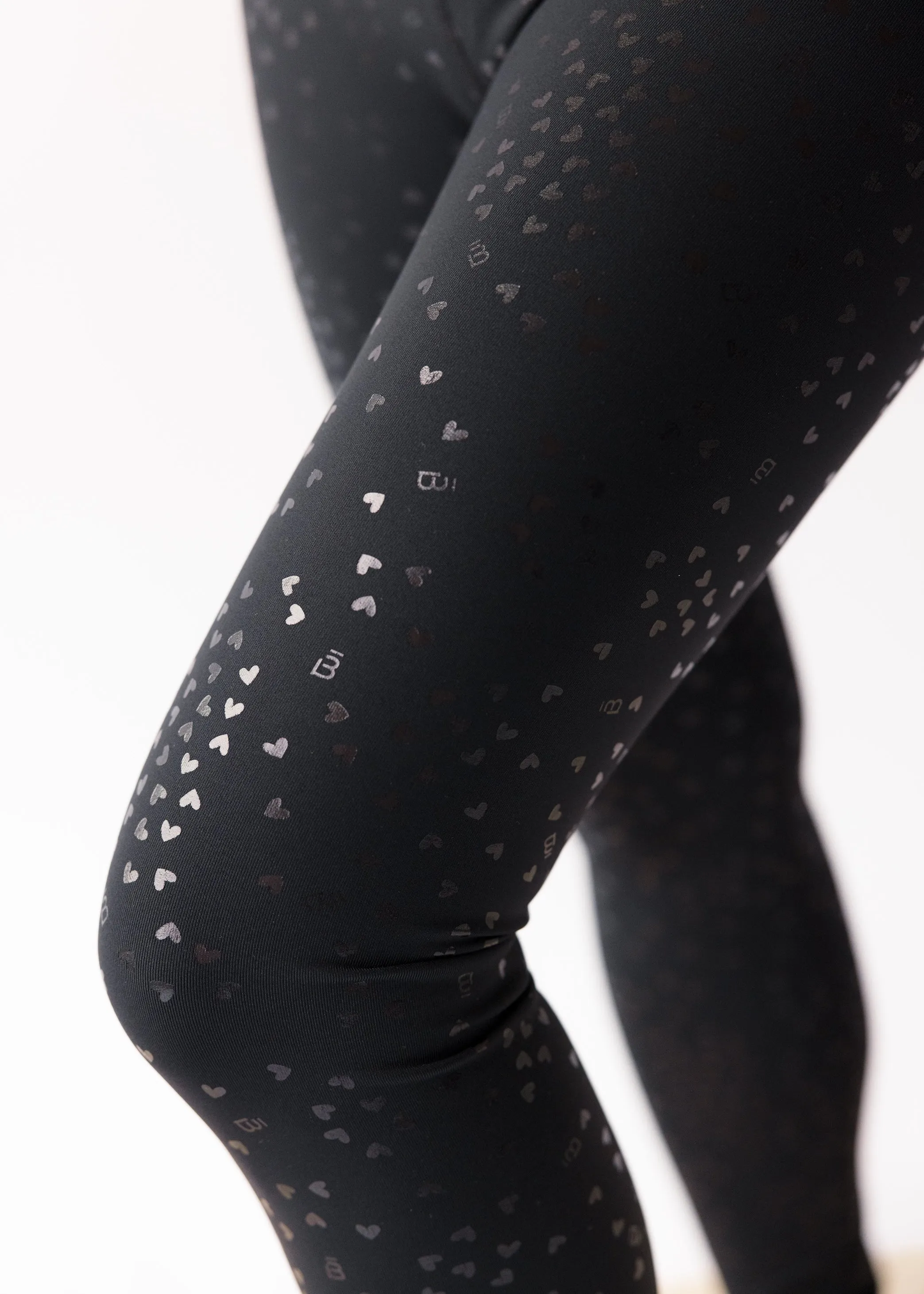 Casual Protection High Waisted Midi Legging - Black Shiny Hearts
