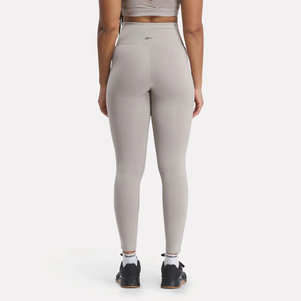 Reebok Women's Lux Hw Grey Tights Trendy Hat MoistureControl Fabric