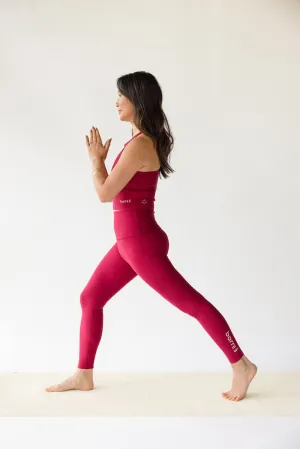 Office Glam Virtual Fit High Waisted Midi Legging - Maroon Tint Heather