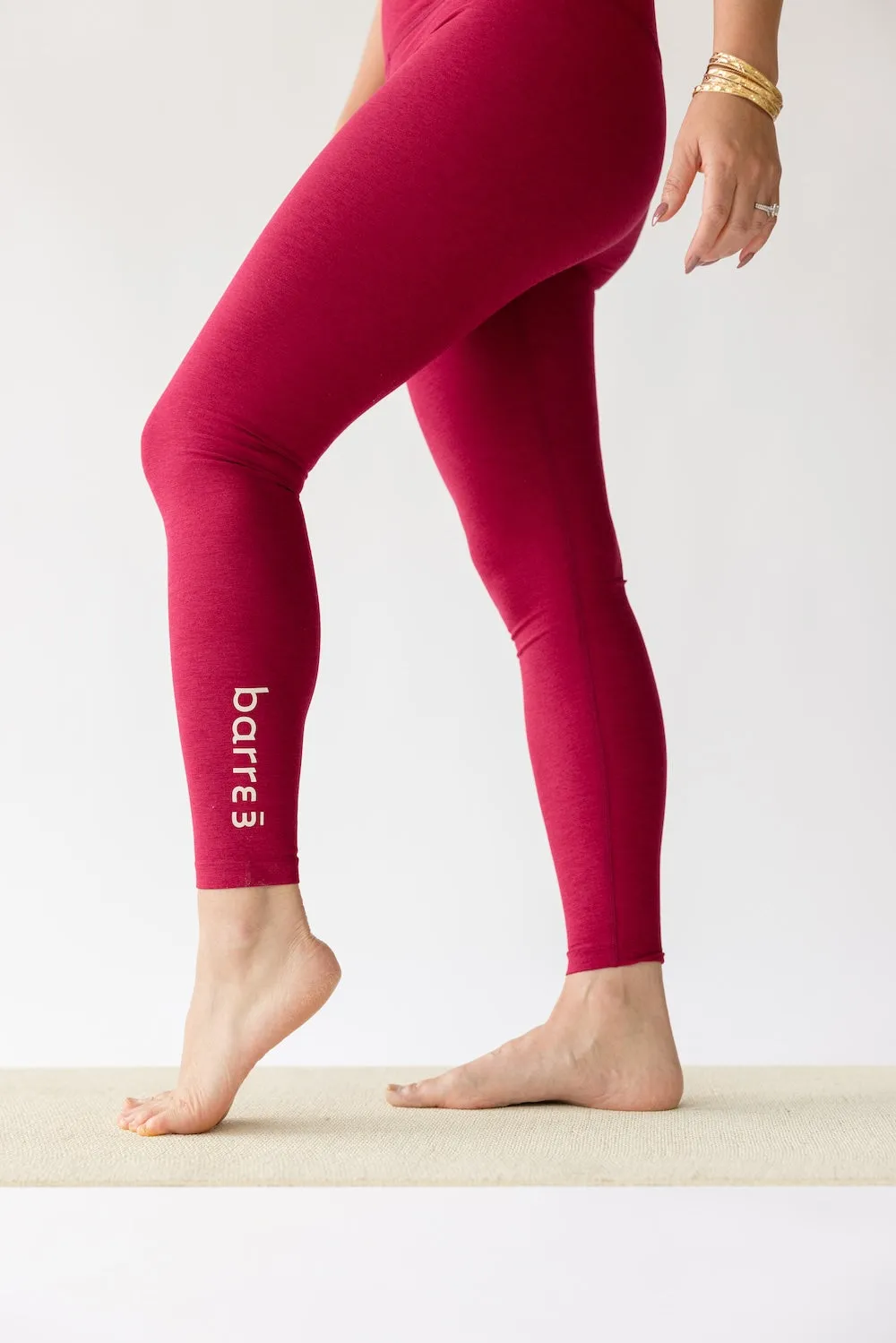 Active Apparel StainlessZippers High Waisted Midi Legging - Maroon Tint Heather