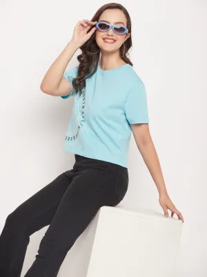 Boat Neck Madame Round Neck Printed Cotton T-shirt